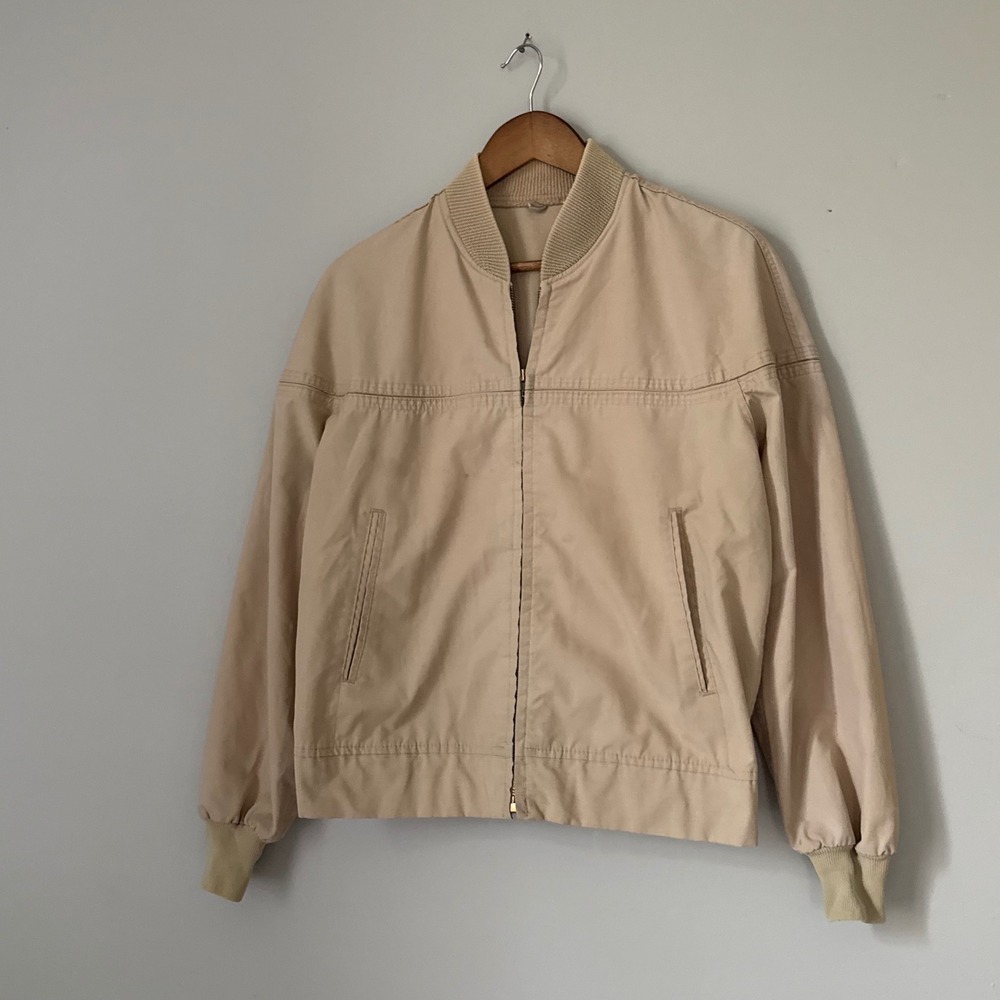 Vintage Harrington Bomber Jacket Size 40 Tan Beige Talon Zipper